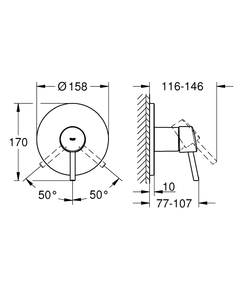 Grohe Concetto Einhand-Brausebatterie 24053, Fertigmontageset für Rapido SmartBox (chrom)