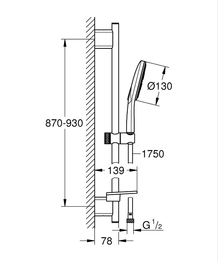 Grohe Rainshower SmartActive 130 Brausestangenset 26578, 900 mm, 3 Strahlarten (chrom)