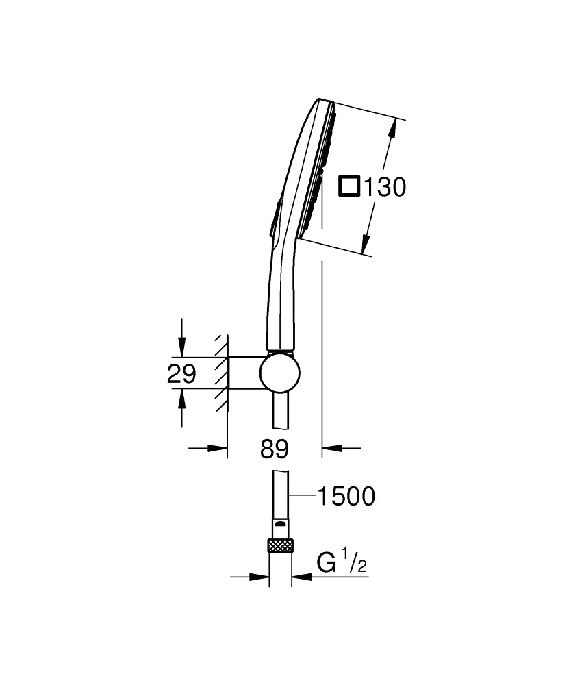 Grohe Rainshower SmartActive 130 Cube Wandhalterset 26588, 3 Strahlarten, 8,5 l/min (chrom)