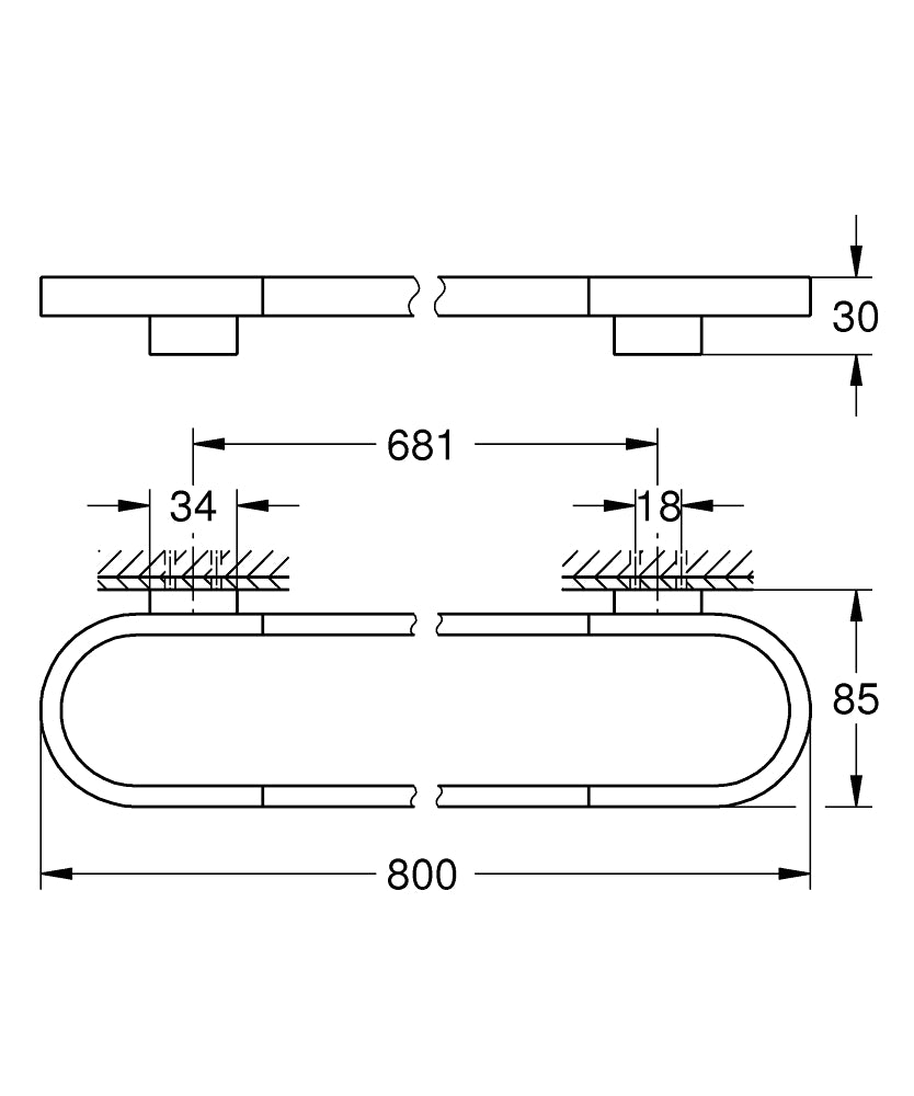 Grohe Selection Badetuchhalter 41058, 800 mm (hard graphite gebürstet)