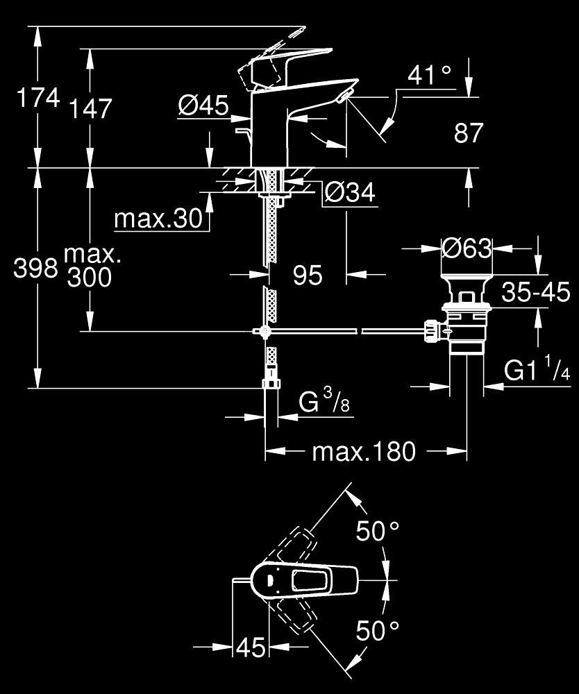 GROHE BauLoop Einhand-Waschtischbatterie 23877, S-Size, 3,5 l/min (chrom)