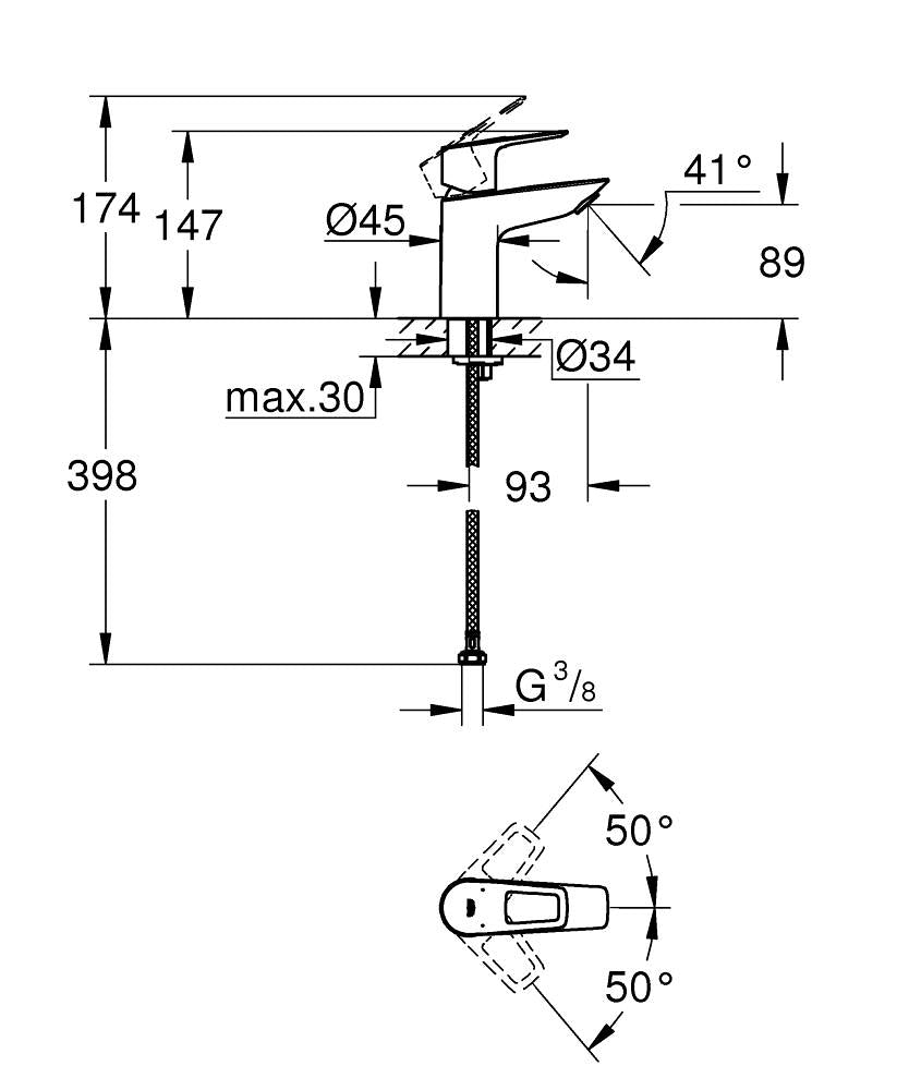 GROHE BauLoop Einhand-Waschtischbatterie 23337, S-Size, glatter Körper (chrom)