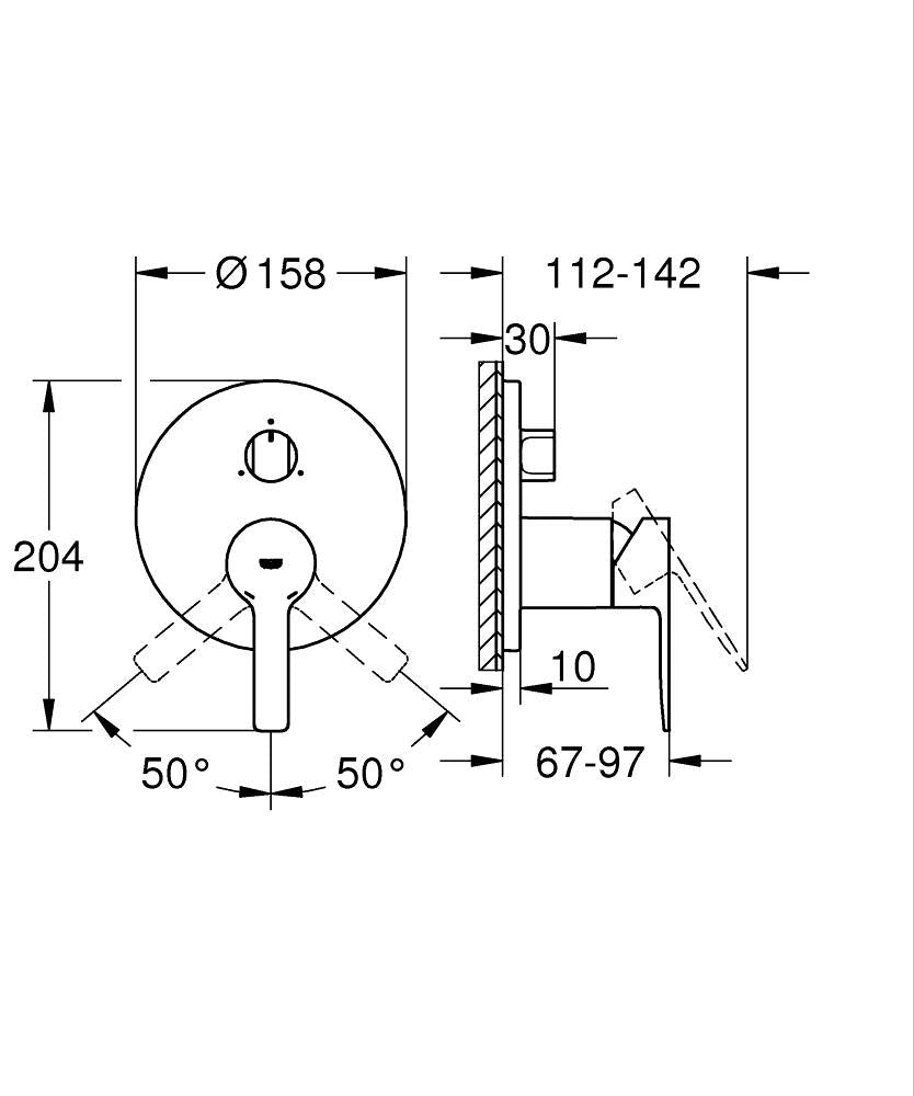 Grohe Lineare Einhandbatterie 24095 mit 3-Wege Umstellung, Fertigmontageset für Rapido SmartBox (warm sunset gebürstet)
