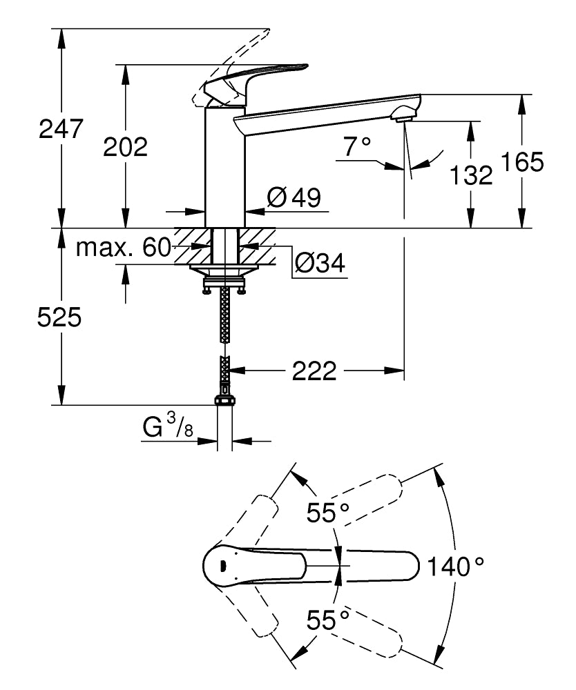 Grohe Eurosmart Einhand-Spültischbatterie 30463, mittelhoher Auslauf (matt black)