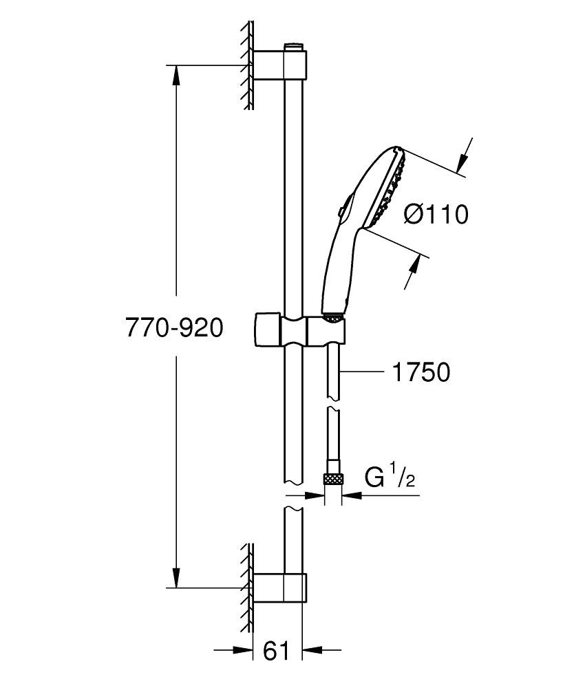 GROHE Tempesta 110 Brausestangenset 27796, 900 mm, 3 Strahlarten, 13,5 l/min (chrom)