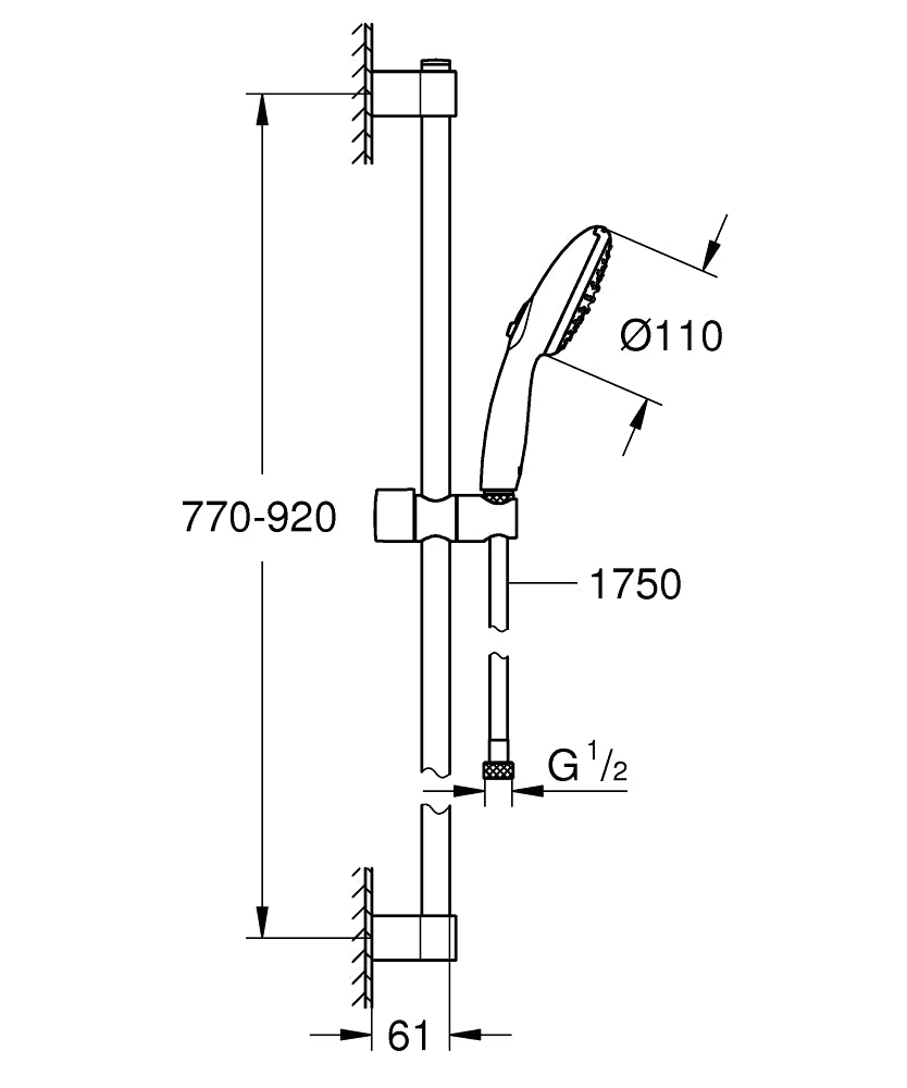 GROHE Tempesta 110 Brausestangenset 27646, 900 mm, 2 Strahlarten, 13,5 l/min (chrom)