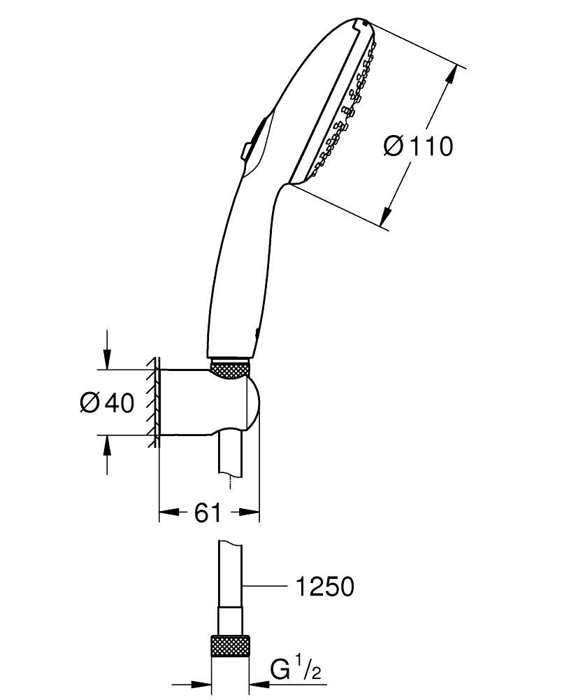 GROHE Tempesta 110 Wandhalterset 2 Strahlarten 13,5 l/min (chrom)