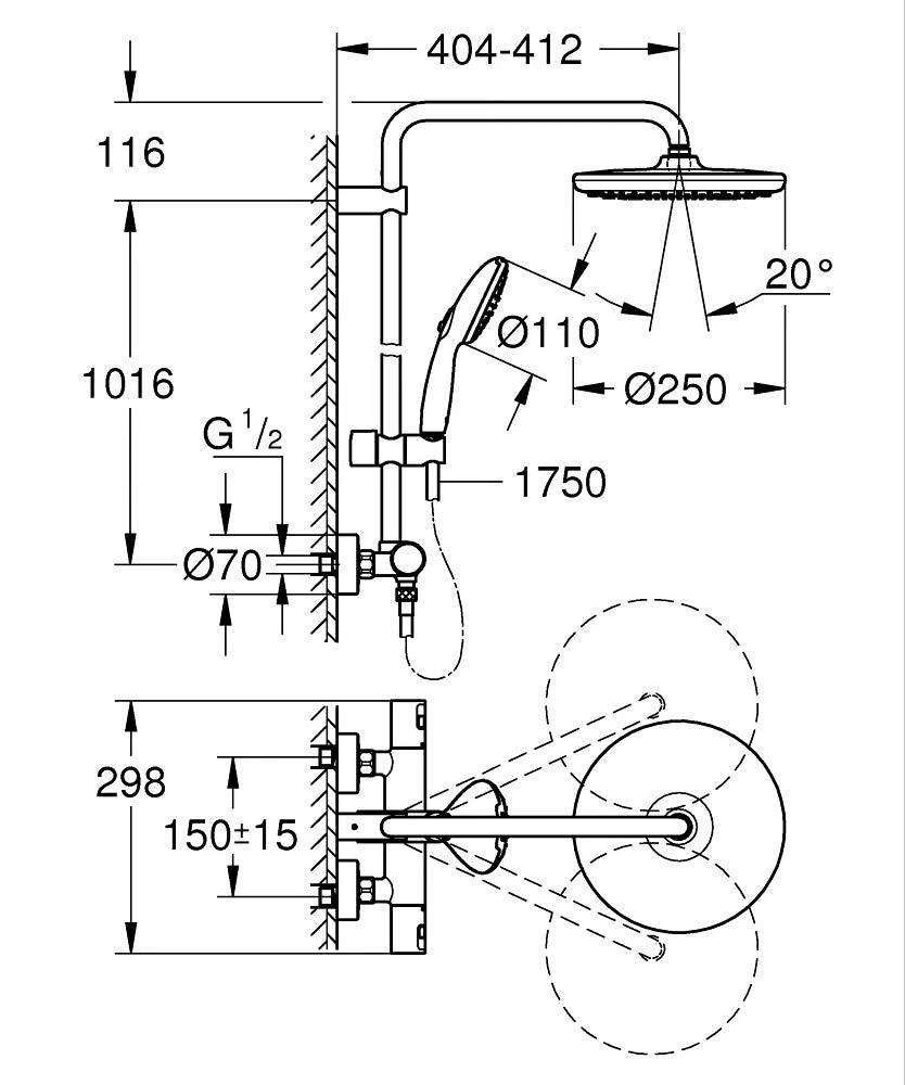 GROHE Vitalio Start System mit Thermostatbatterie schwarz matt
