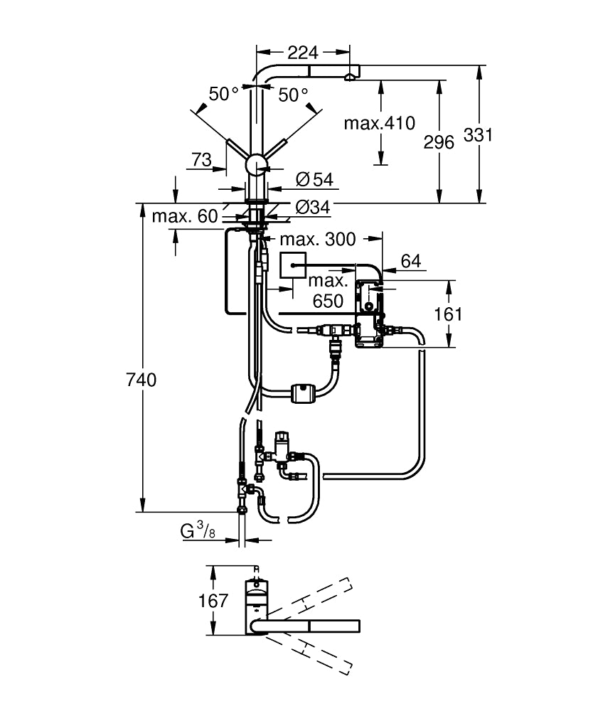 Grohe Minta Touch Elektronische Einhand-Spültischbatterie 31360, L-Auslauf, herausziehbar (chrom)