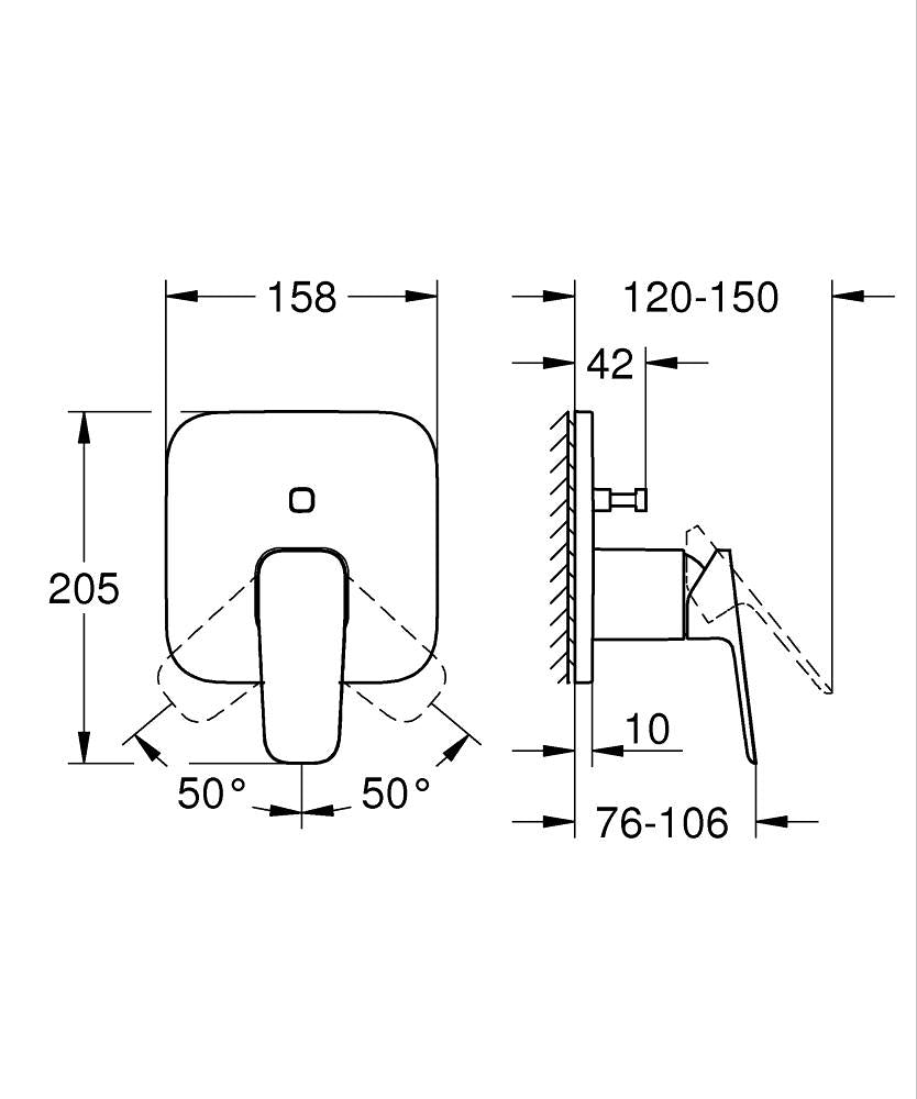 Grohe Cubeo Einhand-Wannenbatterie 101778, Fertigmontageset für Rapido SmartBox (matt black)