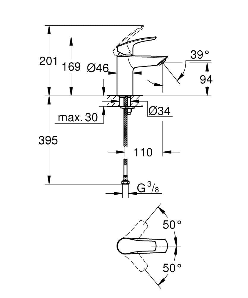 GROHE Eurosmart Einhand-Waschtischbatterie 32467, S-Size (chrom)
