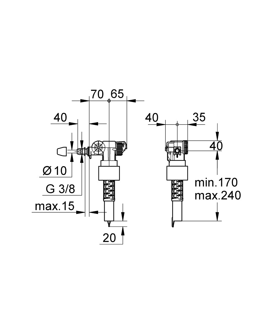GROHE Füllventil 3/8" universell ohne Versatzausgleichsstück