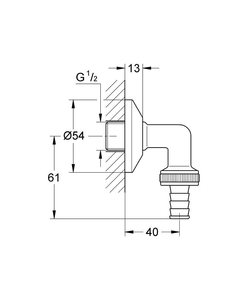 GROHE WAS Schlauchanschlussbogen 1/2" (chrom)