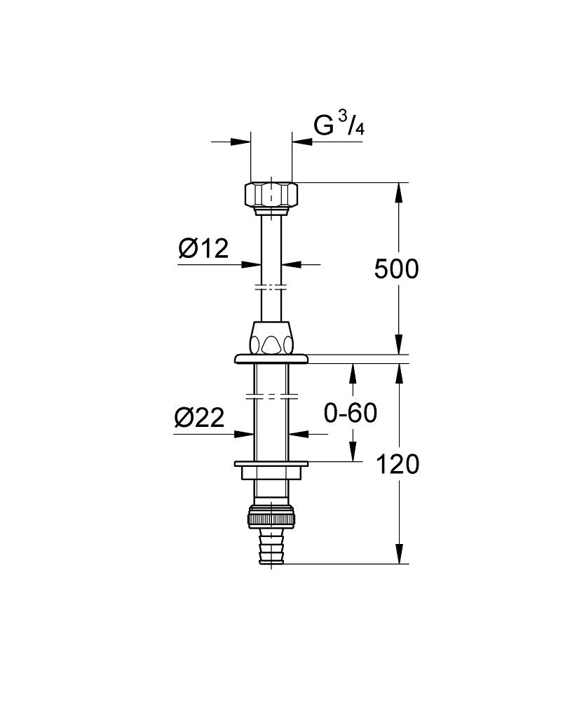 GROHE Eggemann Original WAS Spülendurchführung 41130, 1/2" (chrom)