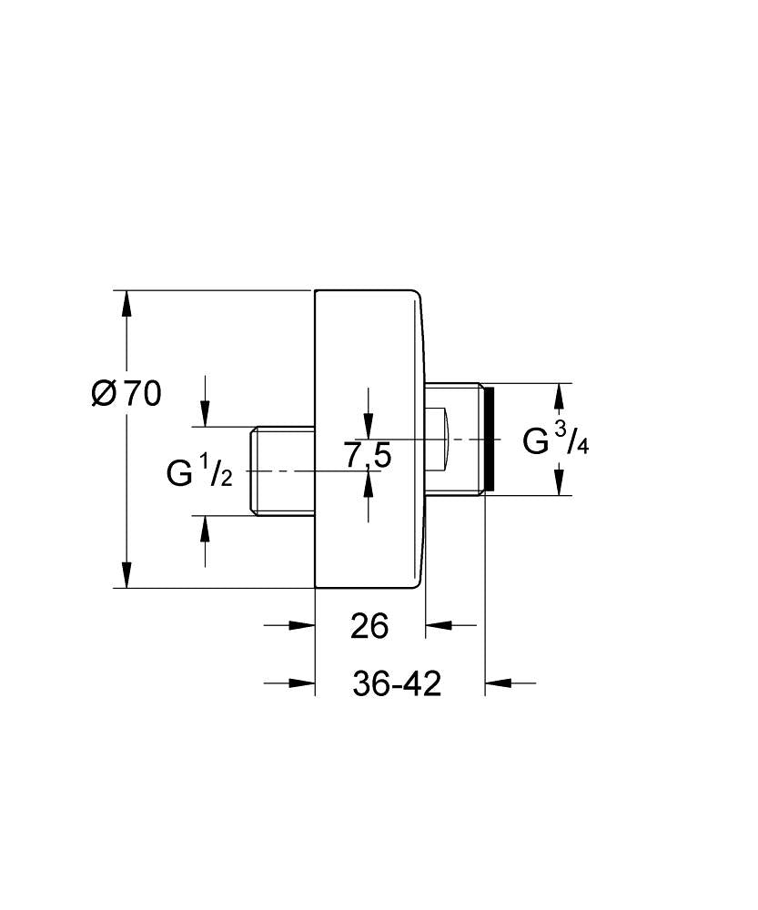 GROHE S-Anschluss 1/2" x 3/4" (chrom)