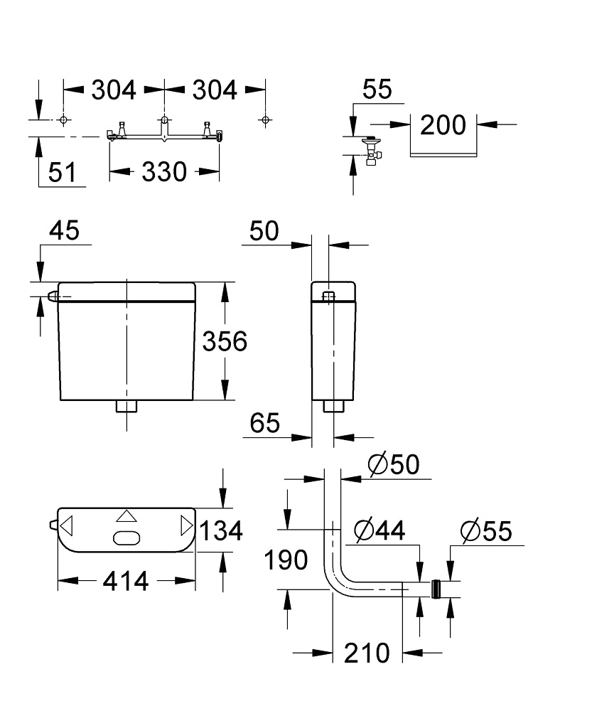 Grohe WC-Spülkasten 37355 Aufputz, tiefhängend, 6-9 l (alpinweiß)