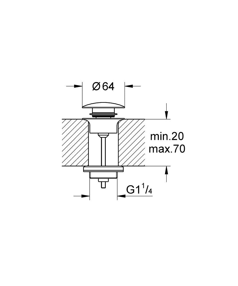 GROHE Ablaufgarnitur 65807 mit Druckstopfen für Waschtische mit Überlauf (hard graphite gebürstet)