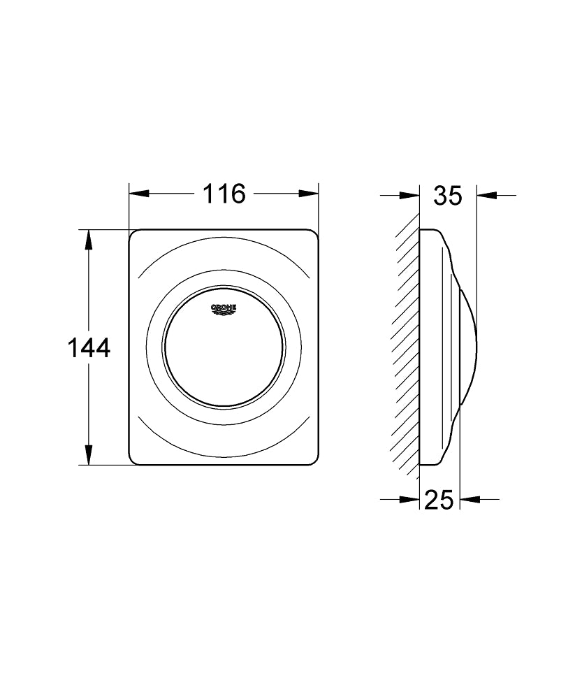Grohe Surf Urinal-Betätigungsplatte 38808, manuelle Auslösung (mattchrom)