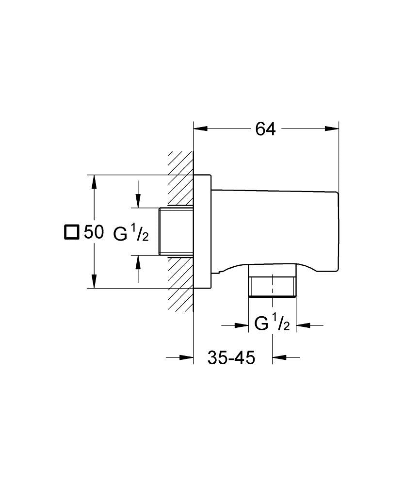 GROHE Rainshower Wandanschlussbogen 27076, eckige Rosette (warm sunset gebürstet)