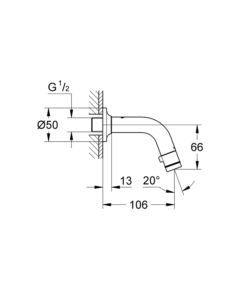 GROHE Universal Waschtisch-Wandauslaufventil 20205, Ausladung 106 mm (chrom)