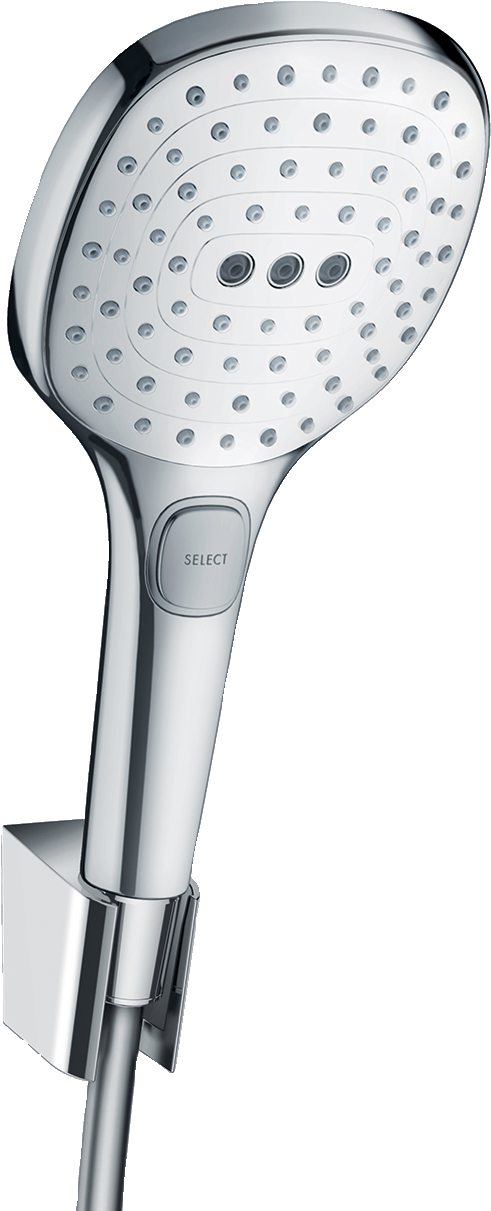 Hansgrohe Raindance Select E 120 Brauseset mit Porter'S Brausehalter und Brauseschlauch 1600 mm (weiß/chrom)