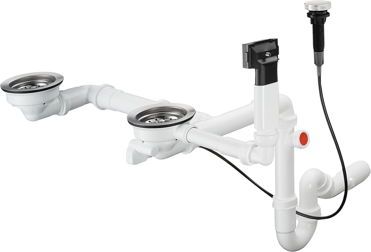 hansgrohe Automatische Ab- und Überlaufgarnitur für Doppelbecken (Granit D17-11)