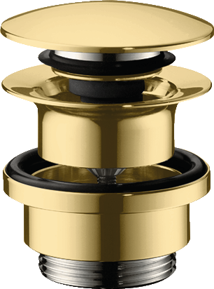Hansgrohe Push-Open Ablaufventil DN32 für Becken mit Überlauf (Polished Gold Optic)