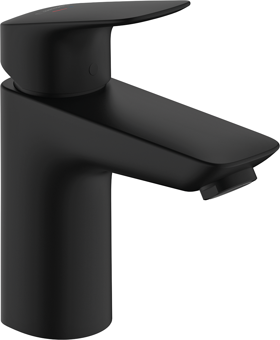 Hansgrohe Logis Waschtischmischer 100 CoolStart mit Zugstangen-Ablaufgarnitur (mattschwarz)