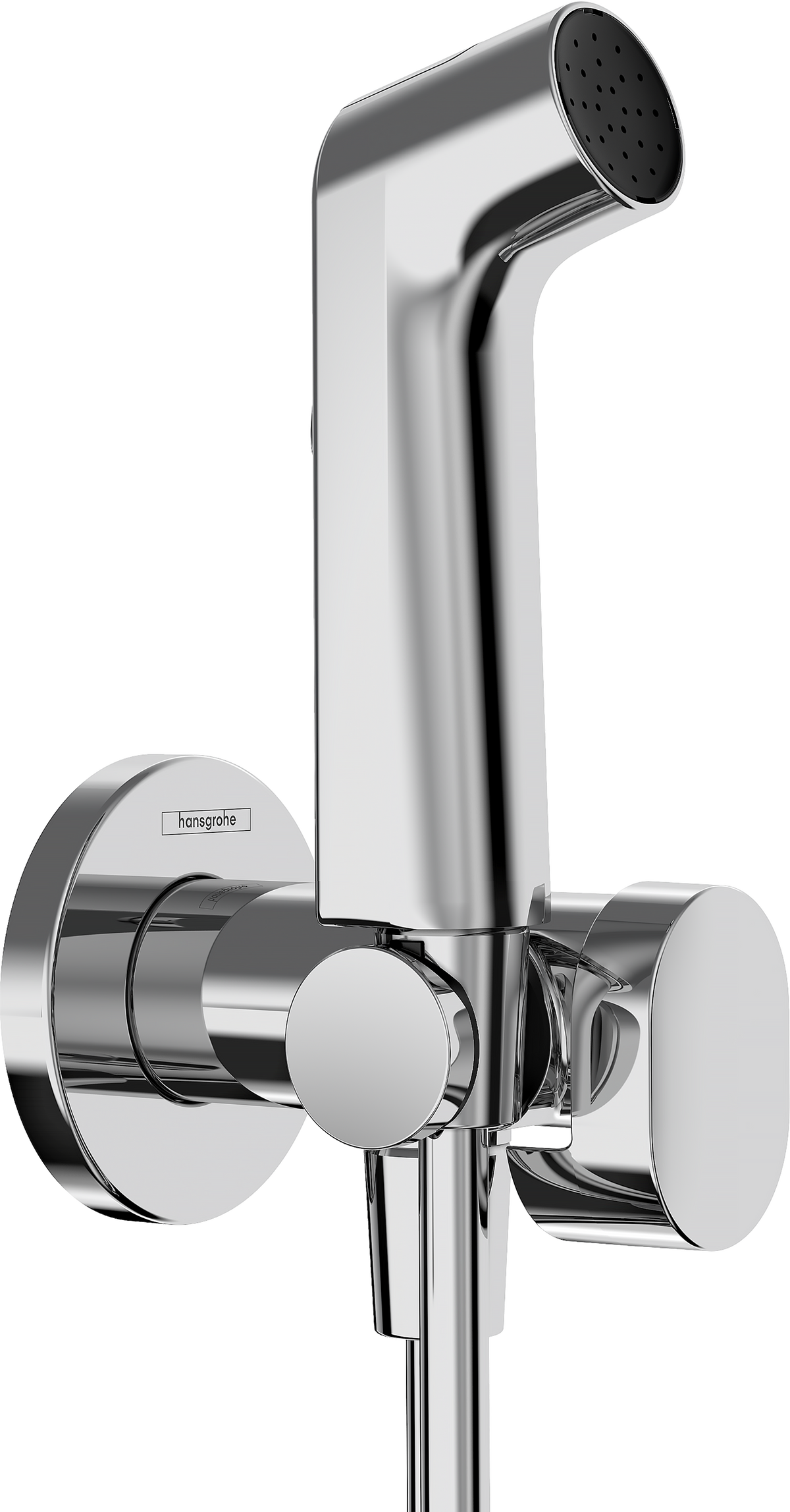Hansgrohe Bidette S Handbrause für Warmwasser mit Brauseschlauch 1250 mm und Absperrventil (chrom)