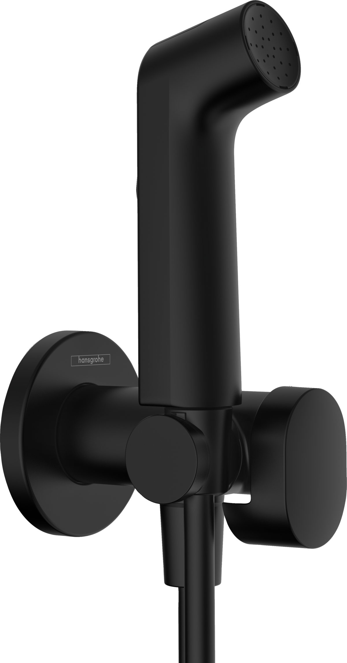 Hansgrohe Bidette S Handbrause für Warmwasser mit Absperrventil, Porter Brausehalter und Brauseschlauch 1250 mm (mattschwarz)