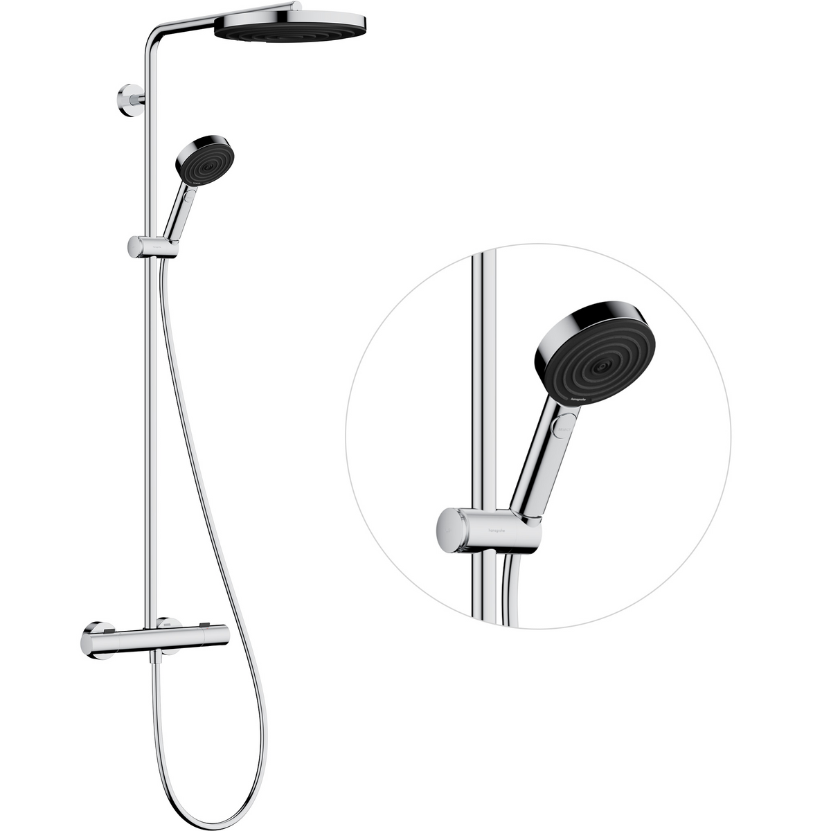 Hansgrohe Pulsify S Puro Showerpipe 260 1jet mit Brausethermostat Ecostat Fine und Handbrause 3jet (chrom)