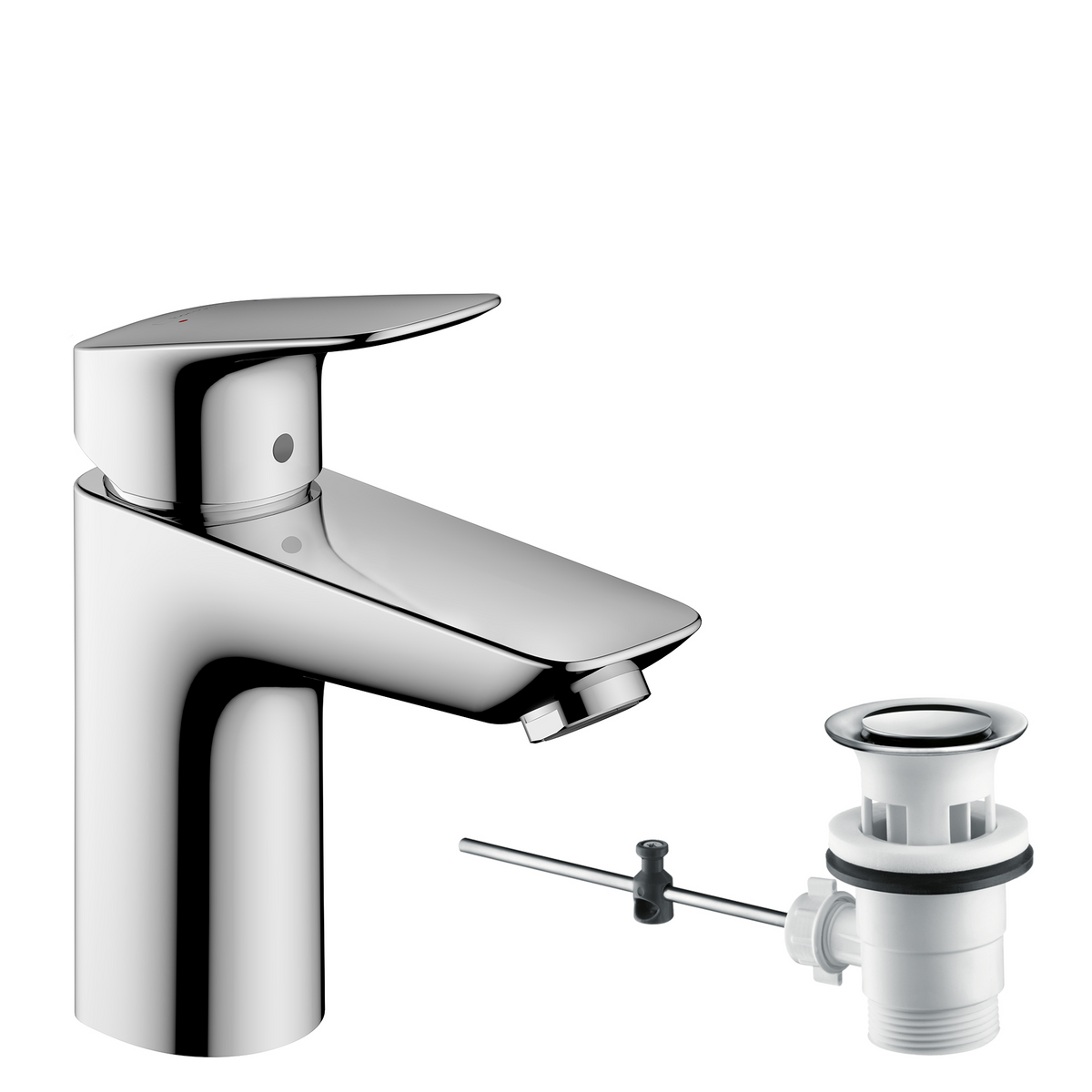 Hansgrohe Logis Waschtischmischer 100 mit Zugstangen-Ablaufgarnitur (chrom)
