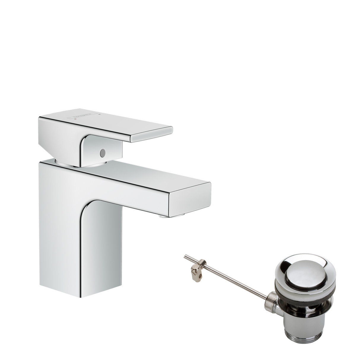 Hansgrohe Vernis Shape Waschtischmischer 70 mit Zugstangen-Ablaufgarnitur aus Metall (chrom)