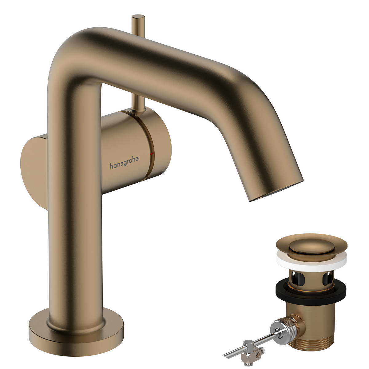Hansgrohe Tecturis S Waschtischmischer 110 Fine CoolStart mit Zugstangen-Ablaufgarnitur (brushed bronze)