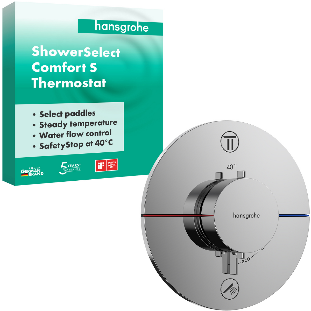 Hansgrohe ShowerSelect Comfort S Thermostat Unterputz, Fertigset für 2 Verbraucher (chrom)