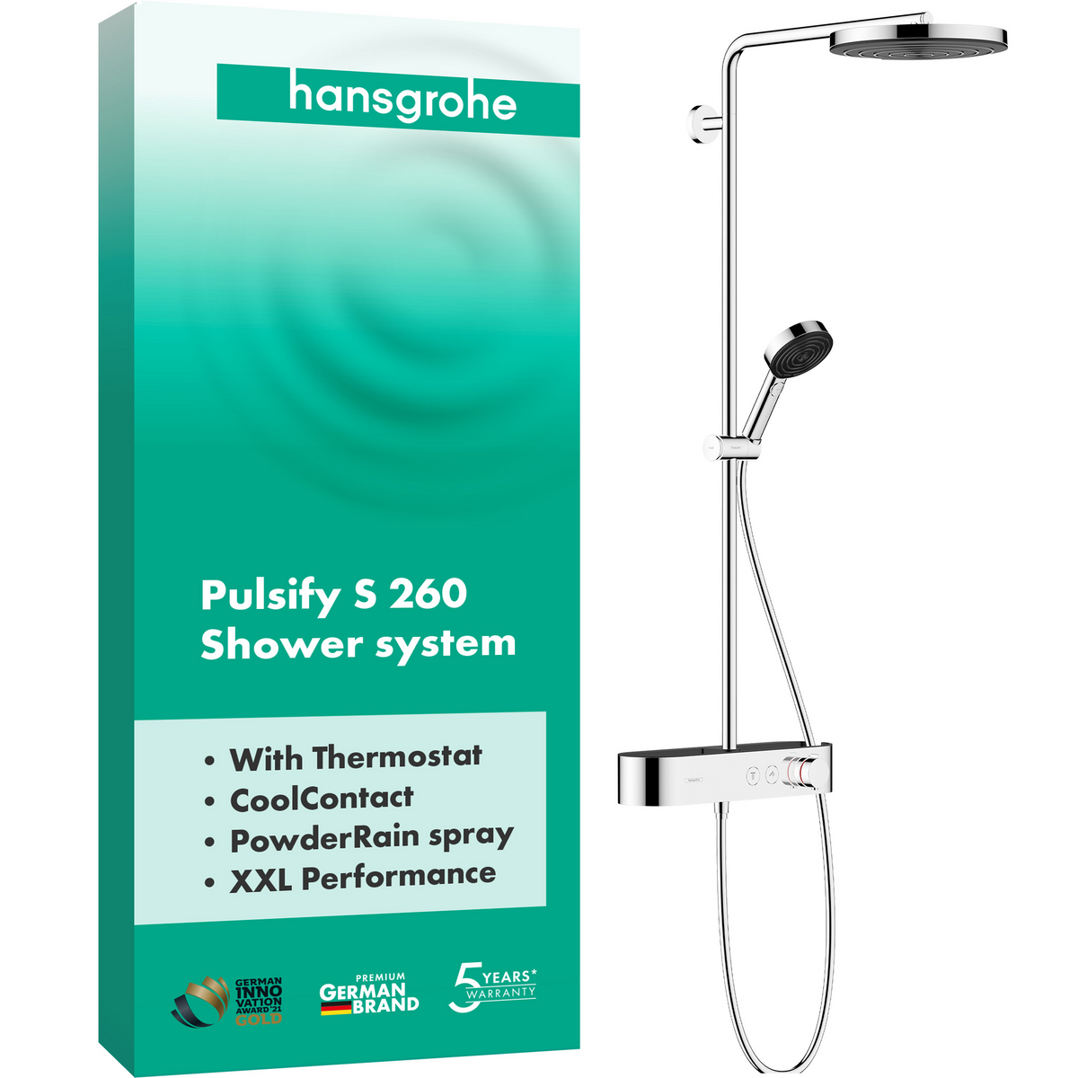Hansgrohe Pulsify S Showerpipe 260 1jet mit Brausethermostat ShowerTablet Select 400 (chrom)