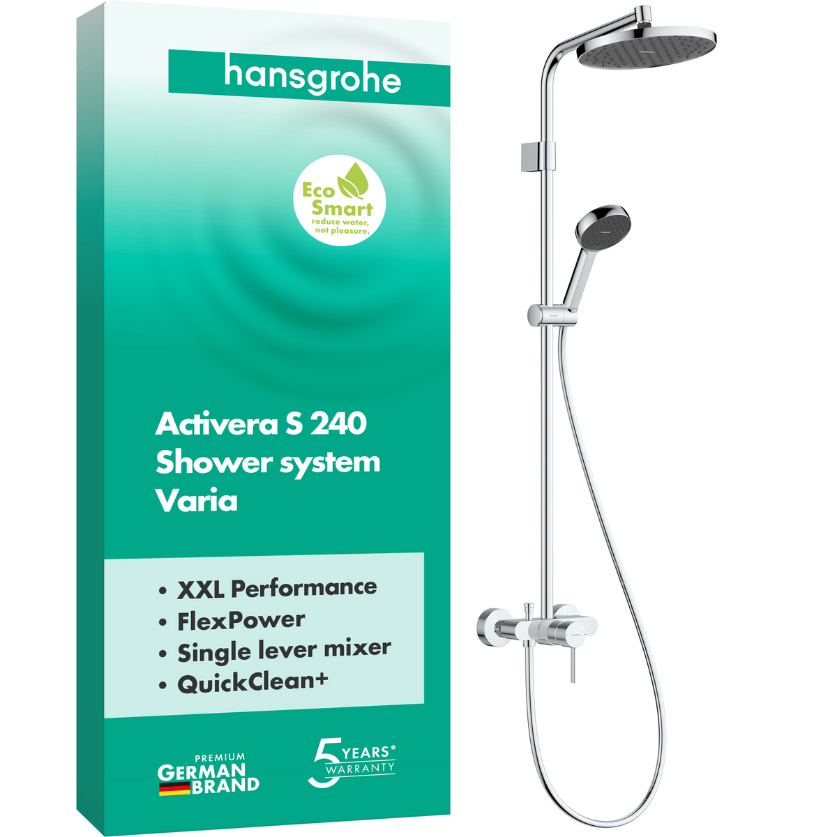 Hansgrohe Activera S Showerpipe 240 1jet EcoSmart mit Einhebelmischer (chrom)