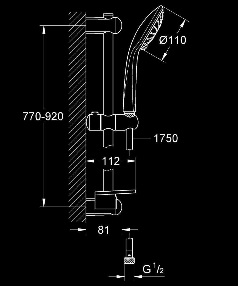 Grohe Euphoria 110 Duo Brausestangenset 900 mm mit Ablage, 16,6 l/min (chrom)