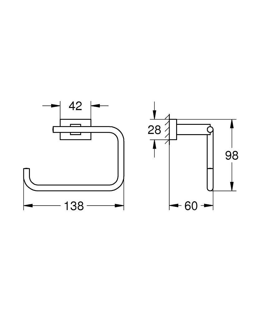 GROHE Essentials Cube WC-Papierhalter 40507 ohne Deckel (hard graphite gebürstet)