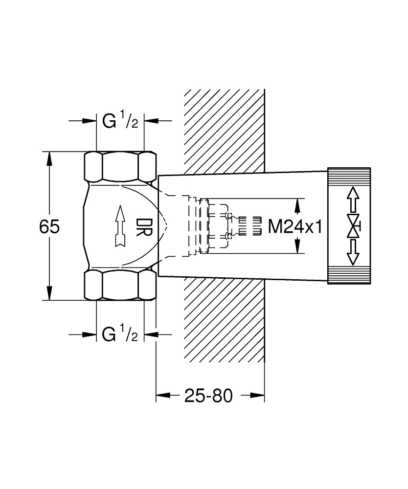GROHE UP-Ventil-Unterteil 1/2" mit vormontiertem Oberteil