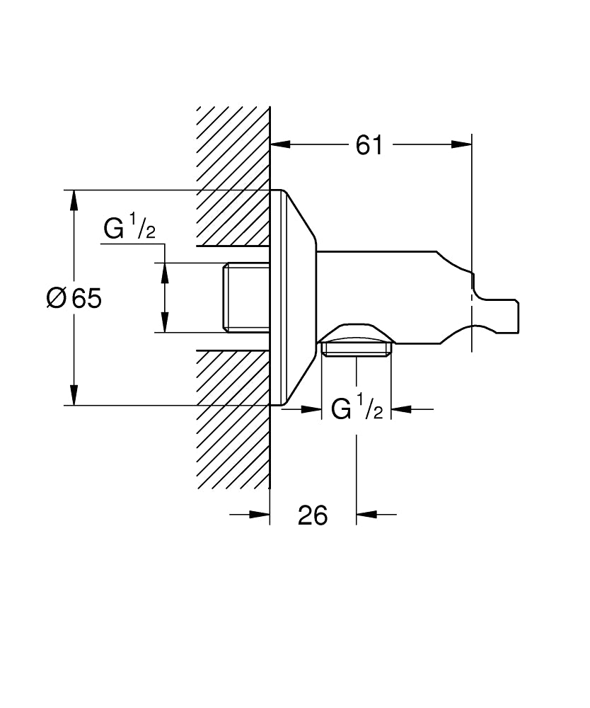 GROHE Absperrventil 26333 mit Wandbrausehalter (chrom)
