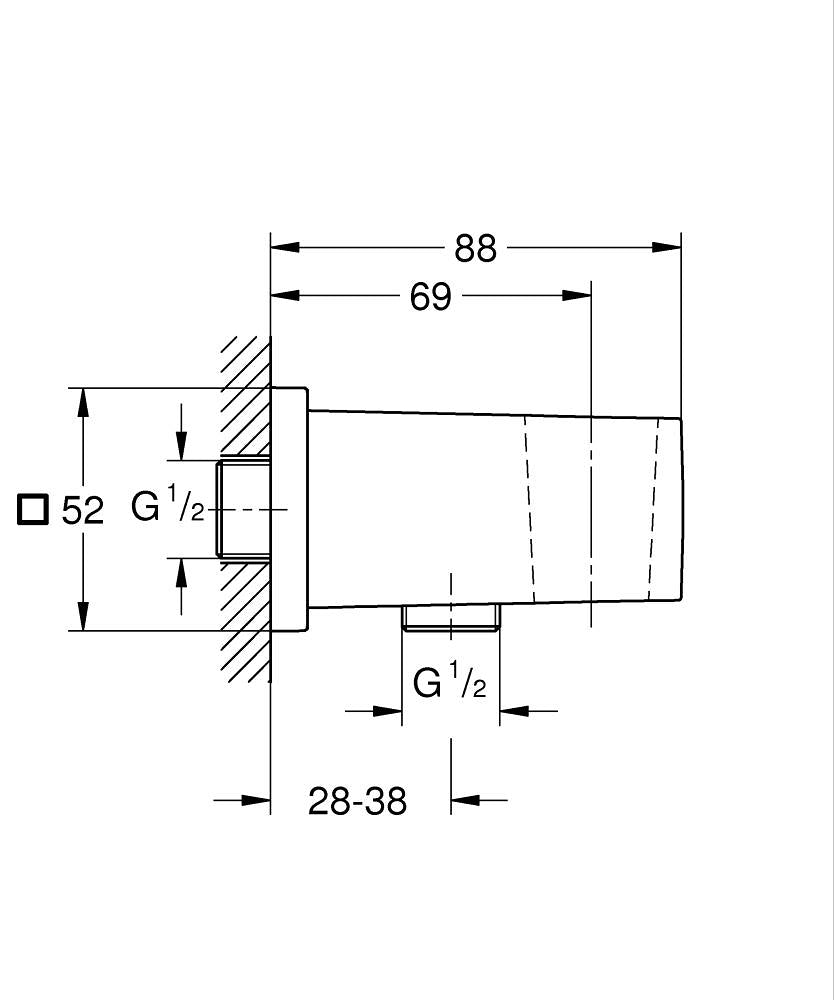 GROHE Euphoria Cube Wandanschlussbogen 1/2" mit Wandbrausehalter (chrom)