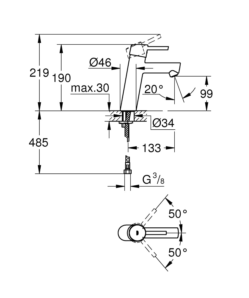 Grohe Concetto Einhand-Waschtischbatterie 23451, M-Size, glatter Körper (chrom)