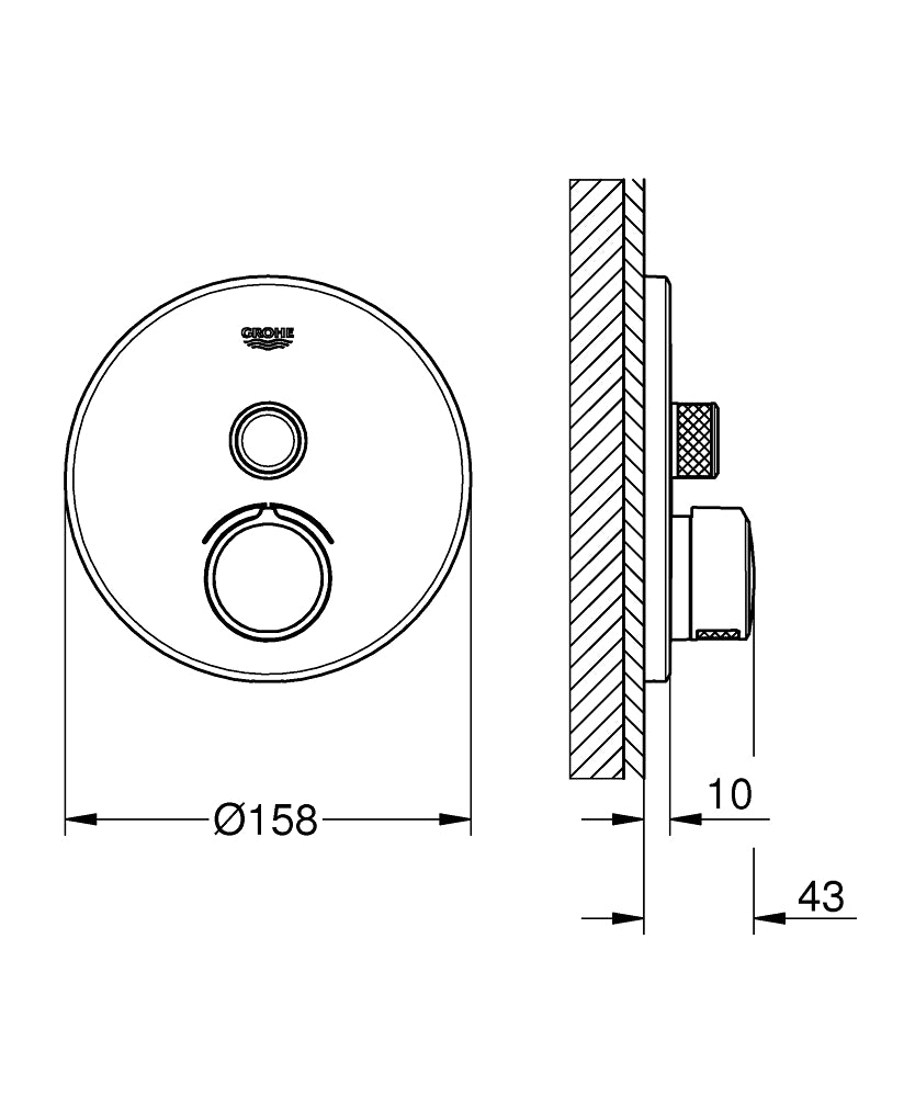 Grohe SmartControl Unterputzmischer 29144 mit 1 Absperrventil, Fertigmontageset für Rapido SmartBox, rund (chrom)