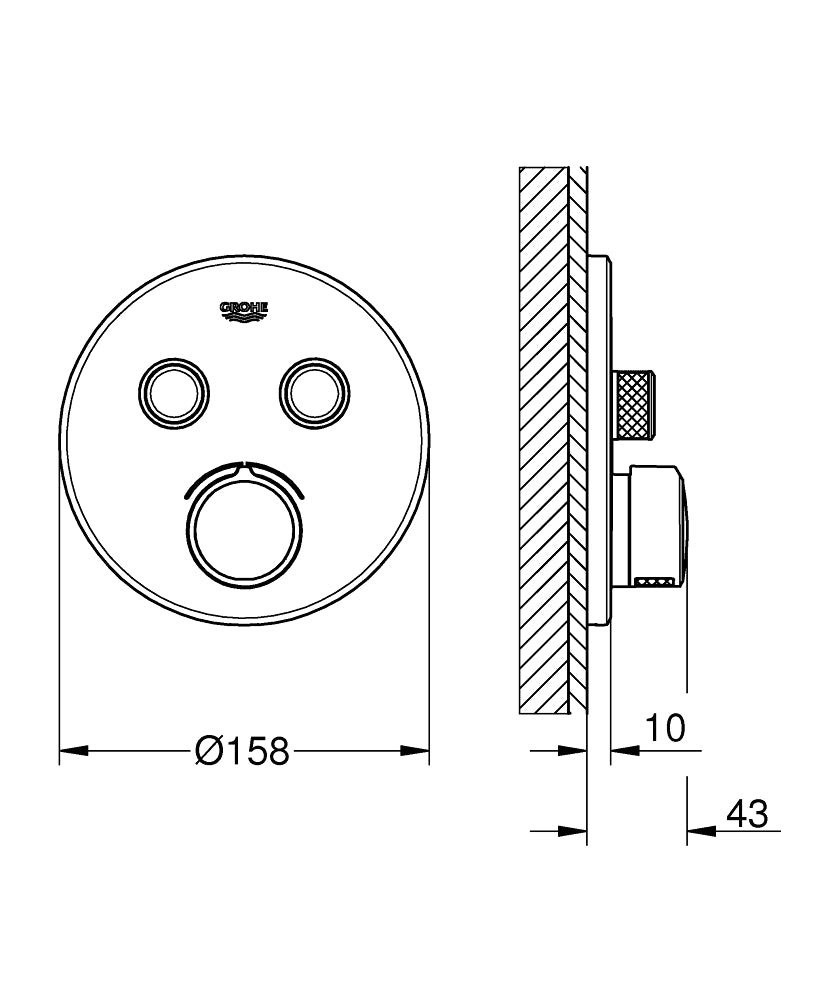 Grohe SmartControl Unterputzmischer 29145 mit 2 Absperrventilen, Fertigmontageset für Rapido SmartBox, rund (chrom)