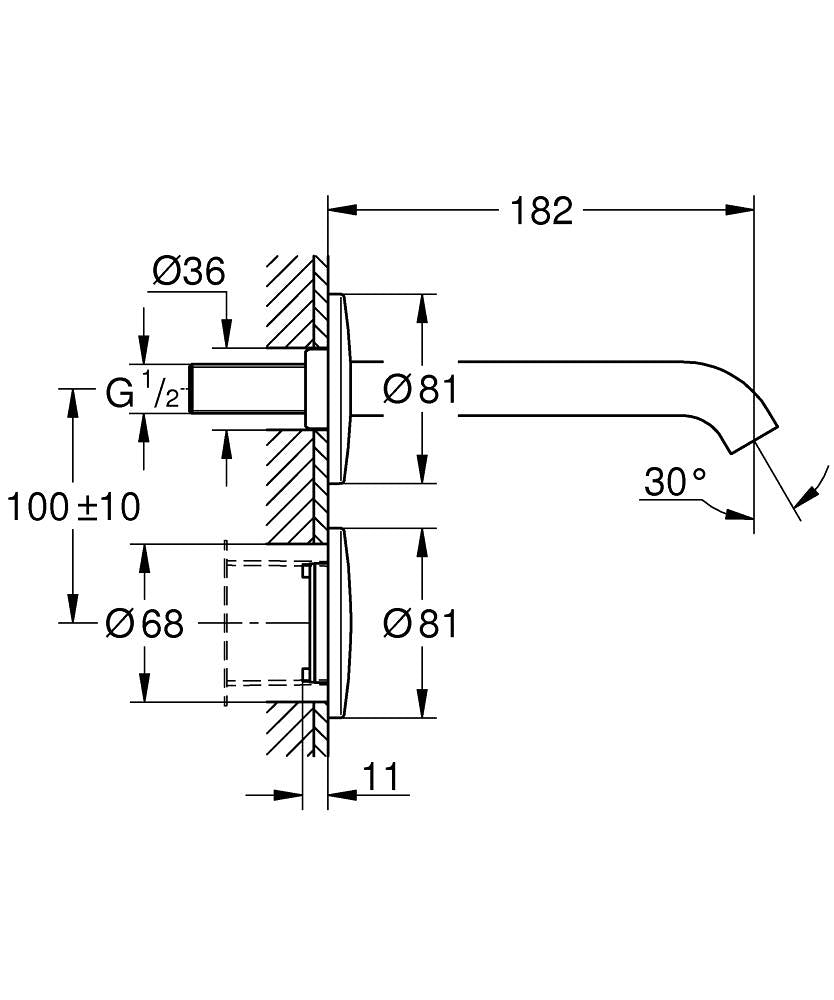 Grohe Essence E Infrarot-Elektronik für Waschtisch-Wandarmatur 36447 ohne Mischung, mit Trafo (chrom)