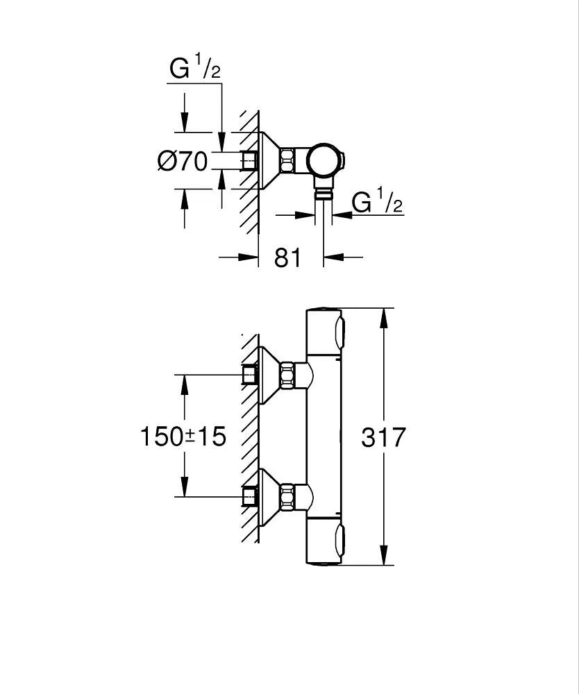 Grohe Precision Flow Thermostat-Brausebatterie (chrom)