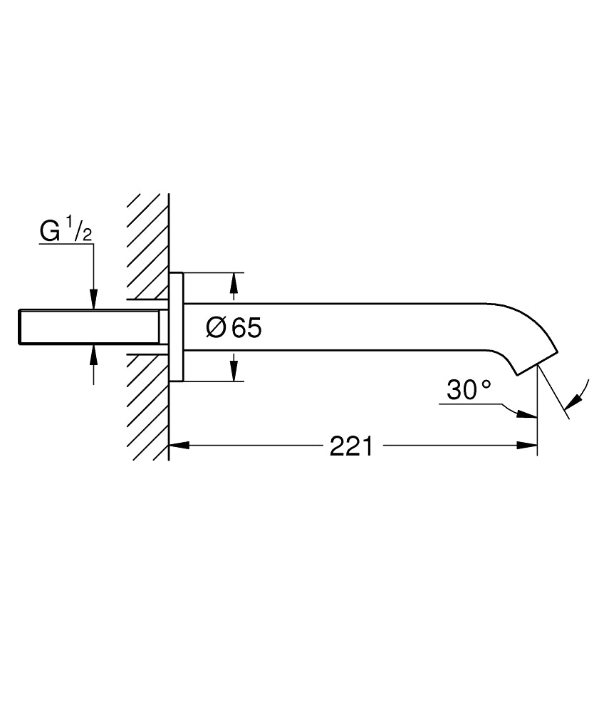Grohe Essence Wanneneinlauf 13449, Wandmontage, Ausladung 221 mm (hard graphite gebürstet)