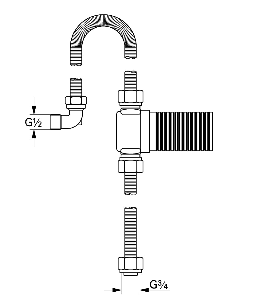 Grohe Talentofill Anschlussgarnitur 28995 3/4" mit UP-Rohrunterbrecher DN 20