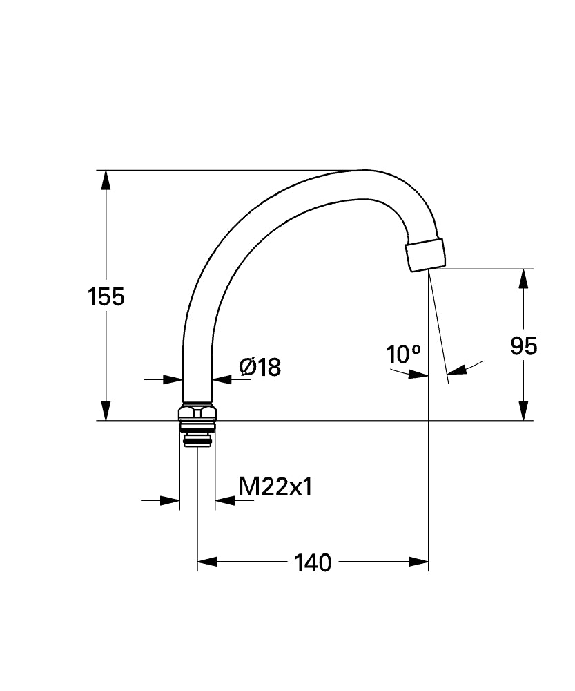 GROHE Rohrauslauf schwenkbar, Ausladung 140 mm (chrom)